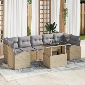 vidaXL Set de sofa de grădină cu 8 piese și perne Bej Poli Ratan