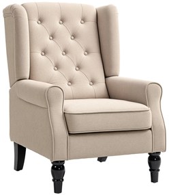 HOMCOM Scaun Decorativ Capitonat cu Spatar Inalt, Cotiere Rotunjite Captusite și Sezut cu Captuseala Groasa, Albastru | Aosom Romania