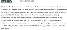 Aplica LED de perete exterior moderna IP54 Sentinel