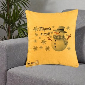Perna Decorativa Zapada a Sosit Om de Zapada, 40x40 cm, Galben, Husa Detasabila, Perna Inclusa, BEKZ®
