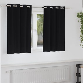 vidaXL Perdele cu perdele 2 pcs Negru 140 x 140 cm Poliester