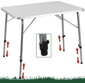 Casaria Masă de camping pliabilă FOKA, 80x54x51-70cm, alb