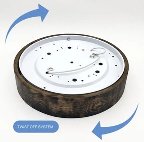 Plafonieră OAK SMOKY 2xE27/15W/230V ø 37,5 cm stejar/maro închis