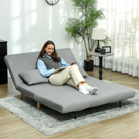 HOMCOM Canapea extensibilă Relaxsofa Sofa, inclusiv 2 perne, aspect de catifea, 130 x 78 x 79 cm, Gri deschis | Aosom Romania