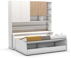 Pat rabatabil cu birou si dulapuri deasupra - Ikon Compact(90X200)