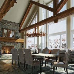 Lustră pe lanț STAG 12xE14/40W/230V coarne de cerb Searchlight 6416-12BR