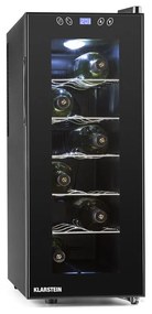 KLARSTEIN VINAMORA, neagră, frigider de vin, 35 litri, 12 sticle, LED-uri, la atingere