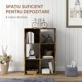 HOMCOM Bibliotecă Modernă Modulară cu 6 Compartimente din PAL, Maro | Aosom Romania