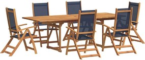 vidaXL Set mobilier de grădină, 7 piese, lemn masiv acacia/textilenă