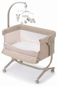 Patut cu leganare, Cullami, co-sleeper 2 in 1, Cu laterala culisanta, Cu setare unghiulara, Cu roti, Reglabil in 8 pozitii pe inaltime, Bej