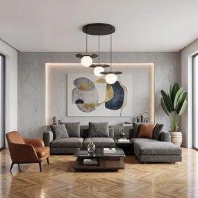 Lustră suspendată cu cablu FLAT 3x E27/15W/230V neagră