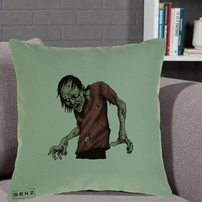 Perna Decorativa Halloween Zombie Infricosator, 40x40 cm, Verde, Husa Detasabila, Perna Inclusa, BEKZ®