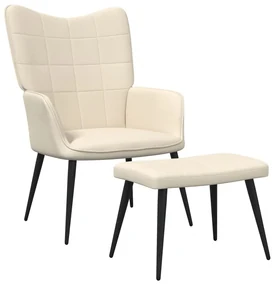327954 vidaXL Scaun de relaxare cu taburet, crem, textil