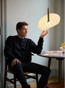 Halo Design 746347 - Lustru suspendat pe cablu DC, 1xE27/40W/230V, Ø 40 cm, alb/stejar