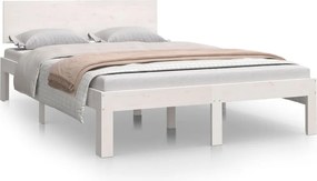 vidaXL Cadru de pat mic dublu, alb, 120x190 cm, lemn masiv