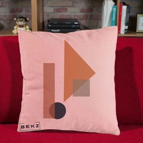 Perna Decorativa Geometric Bauhaus Triunghi, 40x40 cm, Roz, Husa Detasabila, Perna Inclusa, BEKZ®