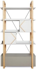 Biblioteca Pinette alb/gri/pin H190,3 cm