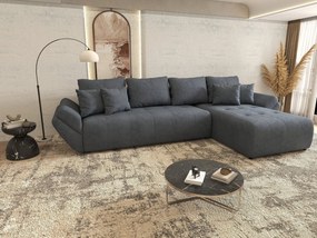 Colțar extensibil dumonde cu ladă de depozitare si sezut confortabil din spuma high-density,Berlin XL Enjoy Antracit 350x185 cm II