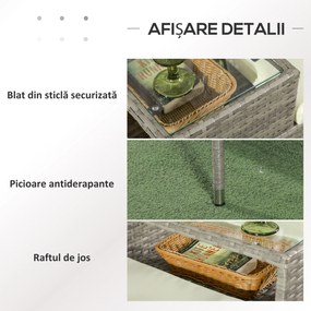 Outsunny Bancă din ratan pentru 2 persoane pentru grădină, scaun | Aosom Romania