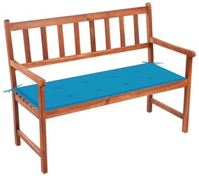 Banca de gradina cu perna, 120 cm, lemn masiv de acacia 1, Albastru, 120 x 50 x 4 cm, 1