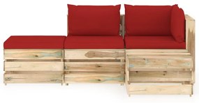 3074597 vidaXL Set mobilier de grădină cu perne, 4 piese, lemn verde tratat