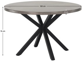 Masă de luat masa, gri carbon / negru, diametru 120 cm, MEDOR