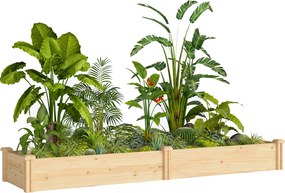 Outsunny Pat înălțat din lemn, cutie de plantare cu separator și bază deschisă, seră timpurie pentru grădină 235 x 66 x 26 cm lemn natural | Aosom Romania