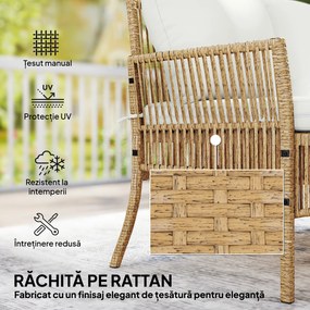 Outsunny Set de Mobilier de Grădină, Set de Grădină 3 Piese, Crem Natural | Aosom Romania