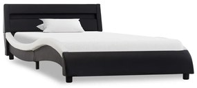 285685 vidaXL Cadru de pat cu LED, negru și alb, 100x200 cm, piele ecologică