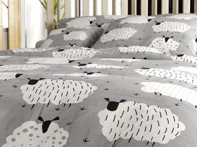 Lenjerie de pat din bumbac SHEEP POLY gri Dimensiune lenjerie de pat: 2 buc 70 x 90 cm | 200 x 220 cm