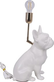 Lampa ceramica Bulldog alb mat h 35 cm