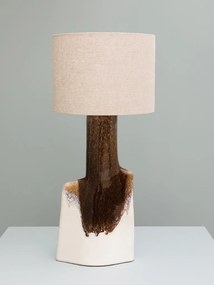 Lampa de masa din ceramica, cu abajur din in, Ecume des Roches