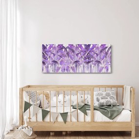 Tablou - Frunze violet în tencuială (120x50 cm)