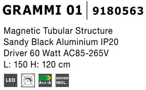 Sistem tubular magnetic-decorativ GRAMMI 01, L-150cm NVL-9180563