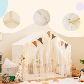 Cort de joacă cu lumini stelare, bej