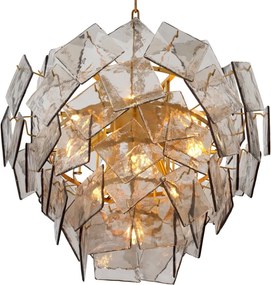 Candelabru LUX, Otel Alama Antic, Sticla Fumurie, Biltmore