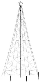 Pom de Craciun cu stalp de metal, 500 LED-uri, alb rece, 3 m 1, Alb rece, 300 cm, zigzag led style