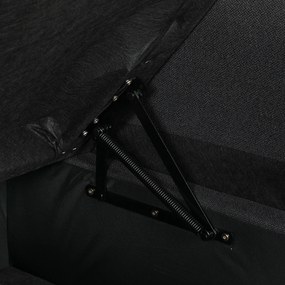 HOMCOM Canapea Extensibilă cu 3 Locuri și Șezlong Convertibil, Canapea de Colț Pliabilă cu Compartiment de Depozitare și 3 Perne Detașabile, Material Textil cu Efect de In, Living, 192x148x86cm, Gri Închis | Aosom Romania