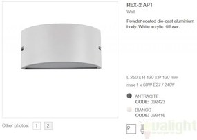 Aplica de perete exterior, IP44, REX-2 AP1 BIANCO 092416