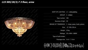 Plafoniera cristal Bohemia, L15 505/20/3; F 3 floor, arms