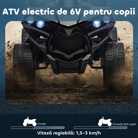 AIYAPLAY ATV Electric 6V pentru Copii, Vehicul cu 4 Roți cu Muzică și Faruri LED, pentru Vârste între 3-8 Ani, Roșu | Aosom Romania