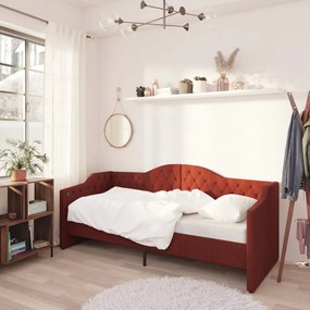 337186 vidaXL Pat de zi, roșu vin, 90x200 cm, textil, USB