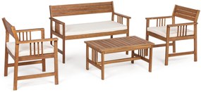 Set mobilier de gradina  4 piese Noemi, scaune cu perne, din lemn de salcam