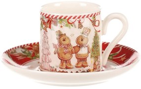 Set cadou cu 2 cești de Crăciun cu farfurioarePerníčky 180 ml