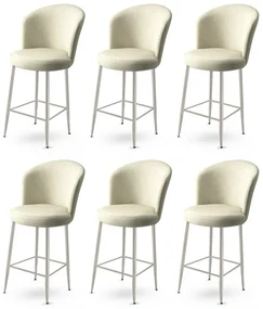 Set de scaune de bar Fora Cream and Chrome, 6 buc., 6 buc.