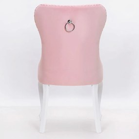 Scaun tapitat Madame Charlotte roz/alb