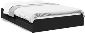 vidaXL Cadru pat cu sertare negru extralucios 150x200cm lemn prelucrat