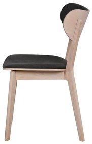 Scaun de dining din lemn de stejar cu șezut gri închis Rowico Cato, maro deschis