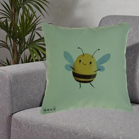 Perna Decorativa Buburuza pe Trifoi cu Patru Foi, 40x40 cm, Verde, Husa Detasabila, Perna Inclusa, BEKZ®
