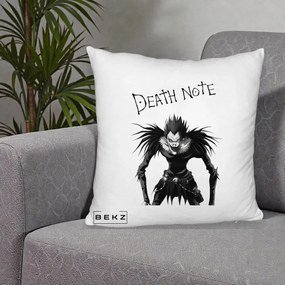 Perna Personalizata Death Note Ryuk Shinigami Alb-Negru, 40x40 cm, Alb Pufos, Husa Detasabila, Perna Inclusa, BEKZ®